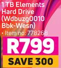 WD 1TB Elements Hard Drive WDBUZG0010BBK-WESN