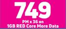 Samsung S22 Plus 5G-On 1GB Red Core More Data