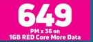 Samsung S22 5G-On 1GB Red Core More Data