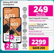 02 x Samsung Galaxy A03 4G Smartphone-On Red Flexi 130 + On Promo 70