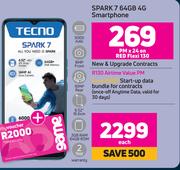 Tecno Spark 7 64GB 4G Smartphone-On Red Flexi 130
