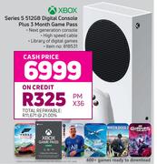 XBox Series S 512 GB Digital Console Plus 3 Month Game Pass