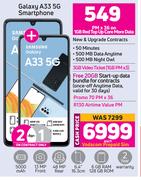 2 x Samsung Galaxy A33 5G Smartphone-On 1GB Red Top Up Core More Data + On Promo 70