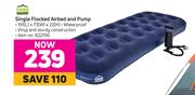 Campmaster Single Flocked Airbed & Pump