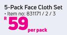 5 Pack Face Cloth Set-Per Pack