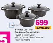 Mainstays 6 Piece Cast Iron Cookware Set With Lids