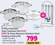Zellini 8 Piece Stainless Steel Cookware Set 