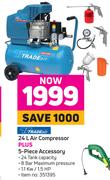 Tradeair 24L Air Compressor Plus 5 Piece Accessory