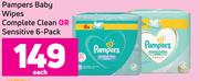 Pampers Baby Wipes Complete Clean Or Sensitive 6 Pack-Each