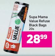 Supa Mama Value Refuse Black Bags 20s