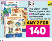 RGS Group Smart Shapes Alpha Match Or Build A Word Educational Game-For 2