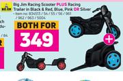 Big Jim Racing Scooter Plus Racing Trailer In Black & Red, Blue, Pink Or Silver-Both For