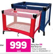 Little One Navy Star Or Red Stripe Cot-Each