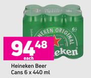 Heineken Beer Cans-6 x 440ml