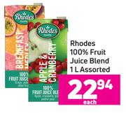 Rhodes 100% Fruit Juice Blend Assorted-1L Each