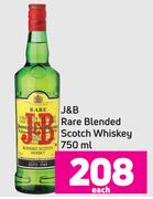 J&B Rare Blended Scotch Whisky-750ml Each