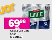 Castle Lite Beer Cans-6 x 410ml Each