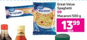 Great Value Spaghetti Or Macaroni-500g Each