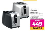 Meiger Geneva 2 Slice Stainless Steel Toaster-Each