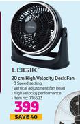 Logik 20cm High Velocity Desk Fan