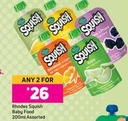 Rhodes Squish Baby Food Assorted-For Any 2 x 200ml