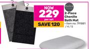 Dulce Home 2 Piece Chenille Bath Mat-Per Set
