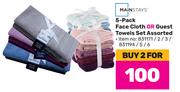 Mainstays 5 Piece Face Cloth Or Guest Towels Set Assorted-For 2