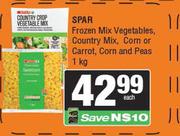 Spar Frozen Mix Vegetables,Country Mix,Corn Or Carrot,Corn & Peas-1Kg