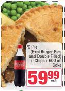 Burger Pies & Double Filled + Chips + 600ml Coke