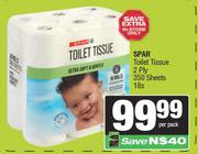 Spar Toilet Tissue 2Ply 350 Sheets-18 Per Pack