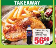 Chicken 1/4 Leg And Chips + 500ml Pepsi-Per Combo