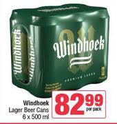 Windhoek Large Beer Cans 6 x 500ml-Per Pack