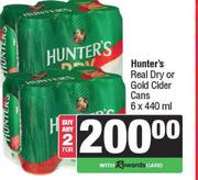 Hunter Real  Dry& Gold Cider Cans-For Any 2 x 6 x 440ml