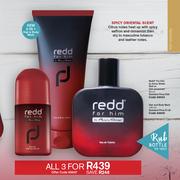 Redd For Him By Avory Shlain Roll On Anti Perpirant 50ml+Hair & Body Wash 150ml-For All 3