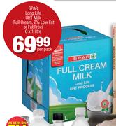 Spar Long Life UHT Milk-6x1Ltr Per Pack
