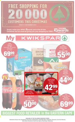 KWIK SPAR Eastern Cape : My KwikSpar (26 Nov - 8 Dec 2019) Only available at selected Eastern Cape Stores, page 1