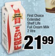 First Choice Extended Shelf Life Full Cream Milk-2Ltr