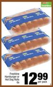 Freshline Hamburger Or Hot Dog Rolls-6's Per Pack