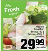 Freshline Crisp Heart Lettuce 150g, Tomatoes 750g & Cucumber-Per Combo