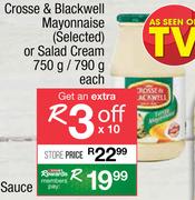 Crosse & Blackwell Mayonnaise Or Salad Cream-750g/ 790g Each