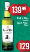 Black & White Blended Scotch Whisky-750ml