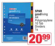 Spar Good Living A4 Polypropylene 10 Tab Dividers-1s