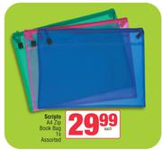 Scripto A4 Zip Book Bag Assorted-Each