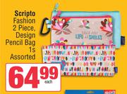 Scripto Fashion 2 Piece, Design Pencil Bag Assorted-1s
