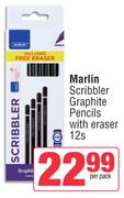Marlin Scribbler Graphite Pencils With Eraser-12s Per Pack