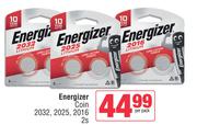 Energizer Coin 2032, 2025, 2016-2s Per Pack
