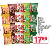 Simba Creamy Cheddar, KFC, Cheese & Onion, Smoked Beef Strips 25g - 4 Per Pack