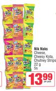 Nik Naks Cheese, Cheesy Kota, Chutney Strips 22g - 5 Per Pack