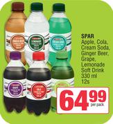 Spar Apple, Cola, Cream Soda, Ginger Beer, Grape, Lemonade Soft Drink 330ml-12 Per Pack