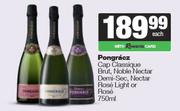 Pongracz Cap Classique Brut,Noble Nectar Demi Sec,Nectar Rose Light Or Rose-750ml Each